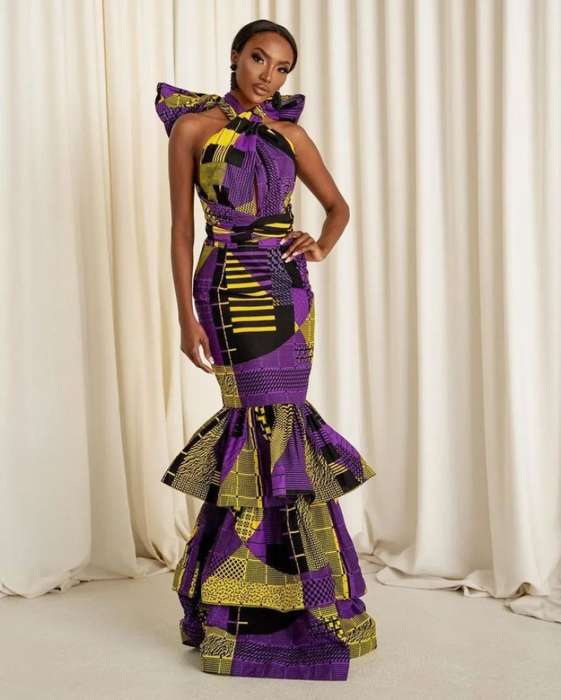 Chitenge Purple and Yellow Dresses 2023