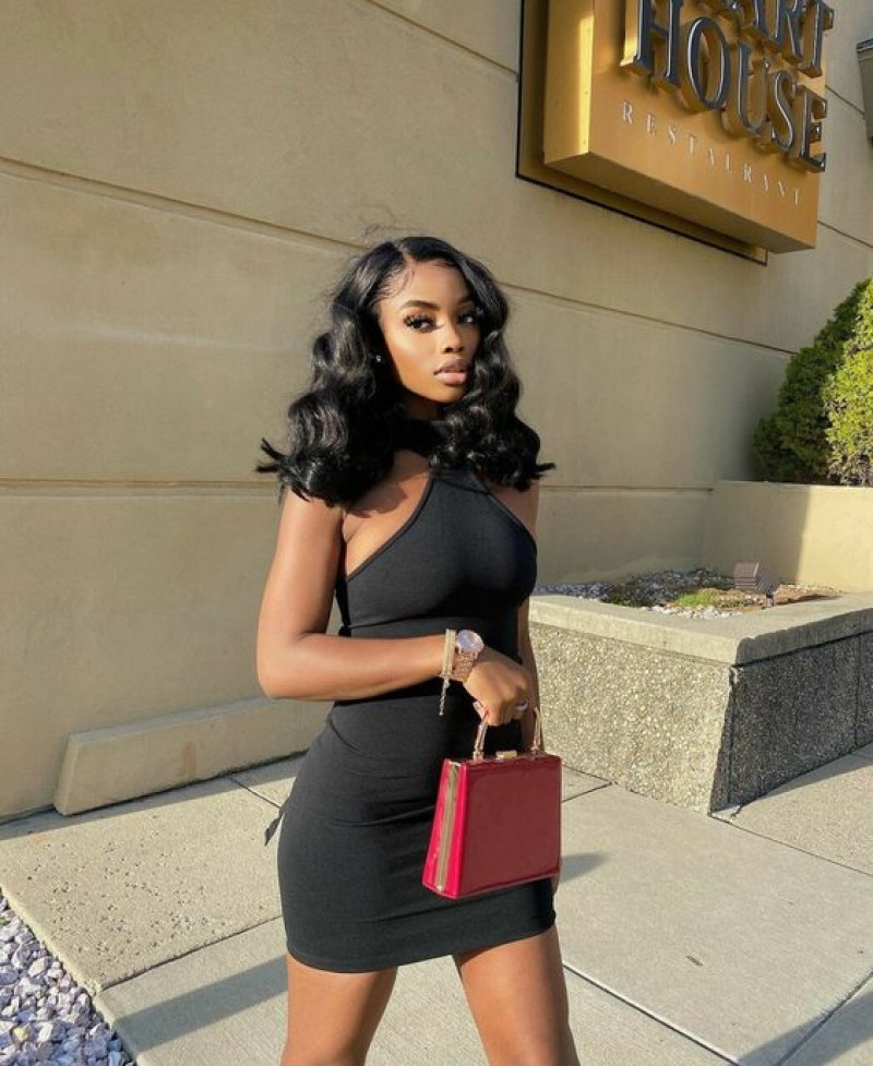 Black Crop Top Swag Girls Outfits With, Black Casual Mini A-line Skirts Casual Dress, Date Night Outfits Black Girls: day dress,  little black dress,  black girl fashion  