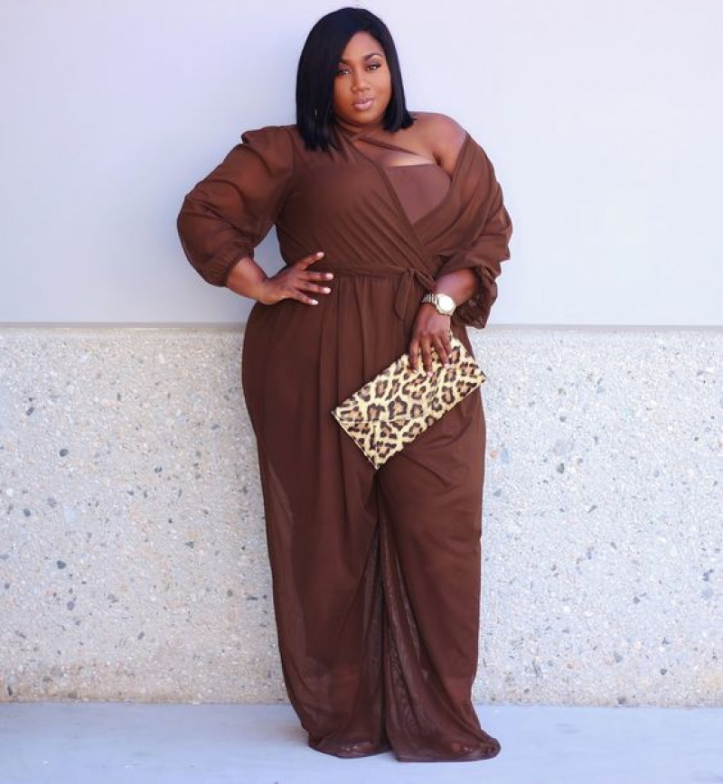 Billowing Chocolate Jumpsuit with Leopard Print Clutch: luggage and bags,  formal wear  