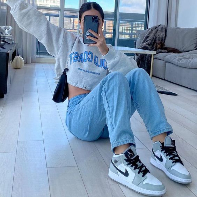 Multicolor Trainer Fashion Tips Jordan 1 Gray Outfit Light Blue Casual Trouser: women's apparel,  walking shoe,  air jordan 1 low palomino purple mocha 2023,  jordan 1 smoke  