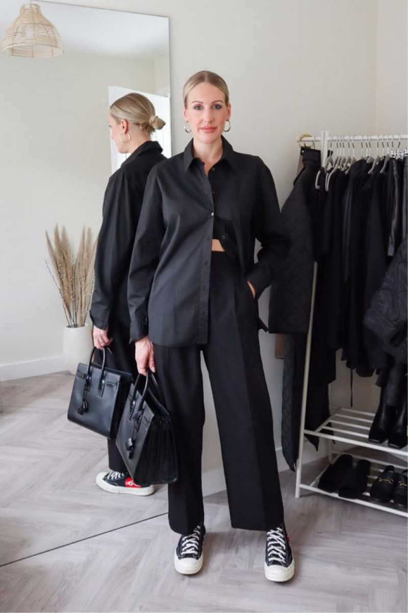 Black Shirt Attires Ideas With Black Casual Trouser, Business Trip Outfit 2023: little black dress,  formal wear,  ann taylor  