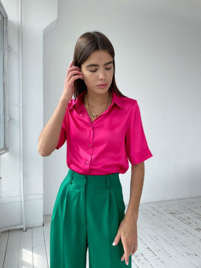 Electric blue and magenta classy dress with silk, shirt, t-shirt, day dress: day dress,  long hair,  electric blue,  formal wear,  silk button down shirt  