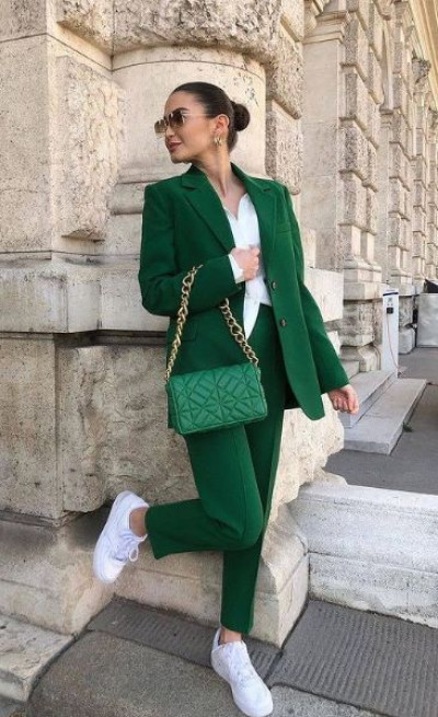 Adorable fashion with coat, blazer, jacket, trousers: women's suits,  office wear,  women's sets blazers office elegant women's workwear outfit female pocket jacket green coat two piece  