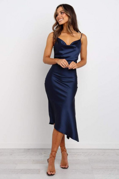 Best outfits satin navy dress, cocktail dress: day dress,  cocktail dress,  party dress,  prom dresses,  women's dress,  navy blue  