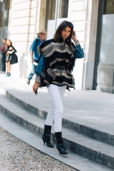 Black chic fashion with jeans, denim, trousers: 