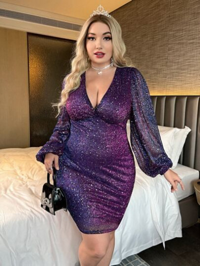 Purple classy dress with cocktail dress: plus-size clothing,  online shopping,  plus size dress,  fashion accessory,  cocktail dress,  vestido plus size festa curto  