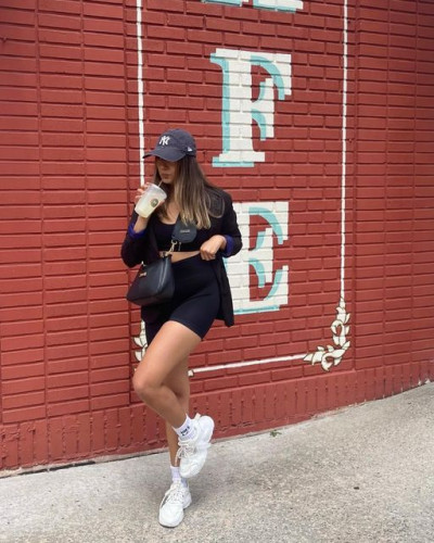 Female attire with shorts: baseball cap,  everyday style,  mariah cloke  